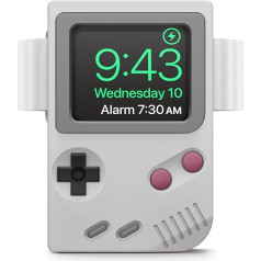 elago W5 Charging Station Stand Compatible with Apple Watch Series 10, 9, 8, SE2, 7, 6, SE, 5, 4, 3, 2, 1 and Apple Watch Ultra 2 & 1 - Classic Game Console Design, Bedside Mode (Light Grey)
