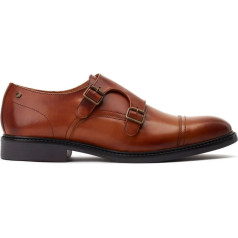 Base London Diablo Mens Tan Waxed Leather Double Monk Strap Shoes