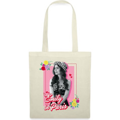 Spreadshirt Emily In Paris Emily Black and White Picture with Flowers Fabric Bag