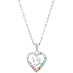 Prinzessin Lillifee Necklace with Pendant, 925 Sterling Silver, Girls’/Children’s Necklace with Synthetic Zirconia, 35 + 3 cm, Multicoloured, Letters, in Jewellery Gift Box