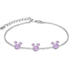 Kaguyo Silver Bracelets for Women, Mickey Mouse Crystal Bracelets, Clear Amethyst Pink CZ Minnie Mouse Adjustable Infinity Charm Link Bracelets for Girls, Birthday Gift