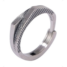 KONFEN Ring Adjustable Silver Men's Fidget Ring Double Mountain Rings Open Adjustable Men Index Finger Rings Foot Rings Two Finger Ring Vintage Retro Jewellery for Men Men Women Unisex, Metal