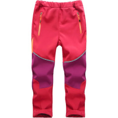 Echinodon Children's Soft Shell Trousers Lined Waterproof Windproof Breathable Boys Girls Outdoor Hiking Leisure Trousers Autumn Winter