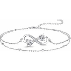 NINAMAID Anklet Bracelets for Women 925 Sterling Silver Infinity Anklet for Women Girls Adjustable Beach Anklet Jewelry Gifts for Women, Silver