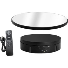 Sharplace Electric Rotating Turntable for Photography, 360 Degree Rotating Display Stand, Motorised Turntable with Remote Control for Product Display, Jewellery, Watches, 3D Models, Black Mirror