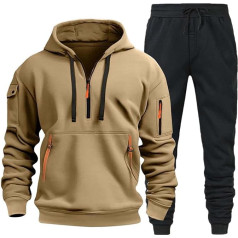 Men's Jogging Suit, Tracksuit, Sports Suit, Leisure Suit with 1/4 Zip with Hood, Tracksuit Set, Men's Long Sleeve Oversize Sports Suit, Plain Tracksuit, Warm Jogging Suit, Sports Clothing
