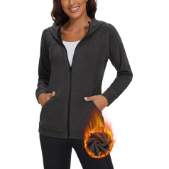 Soneven Women's Fleece Jacket, Sweat Jacket with Hood with Fleece Zip Hoodie Hooded Jacket Long Sleeve Lightweight Jacket Winter Warm for Everyday Use