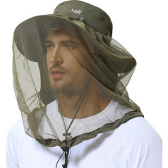 Bassdash UPF 50+ Mosquito Sun Hat with Hidden Head Net and Neck Protection for Men Women Fishing Hiking Camping
