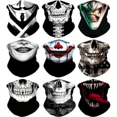 Meleager Multifunctional Face Mask, Functional Scarf, Skull, Tube Scarf, Halloween, Elastic Tube Scarf, Balaclava Bandana Men Women for Running Hiking, black white