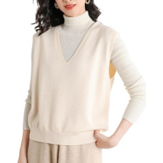 AMOUSDRDR Ultra Soft Knitted Vest for Women V Neck Solid Color Casual Sleeveless Wool Blend Crop Sweater Tank Tops for Women