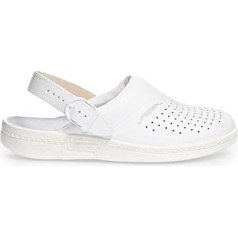 Abeba Clog 5007 - The Original Work Shoe Clog, Smooth Leather, White, Perforated, Certified, 35