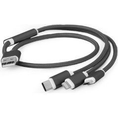 3in1 USB kabelis uzlādei/1m/ melns