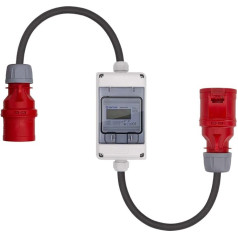 Swissnox 32A MID Calibrated Digital Electricity Meter Adapter Plug Box 400 V / 32 A CEE Plug and Coupling (PCE) Energy Meter Intermediate Meter High Current Meter Assembled in Germany (IP44)