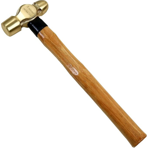 WEDO Ball Pein Hammer, Brass Engineer's Hammer with Wooden Handle, Brass Main 1-1/2 Pound, Sledge Hammer, Length 325 mm, Ball Hammers, Wooden Hammers, Corrosion Resistant, DIN Standard