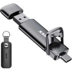 SSK USB C External SSD 2TB with up to 1000MB/s, Extreme Fast USB Solid State Drive, Dual USB Type C + USB A USB3.2 Gen2 Data Storage for Android Phone, Laptop, Tablet, Mac