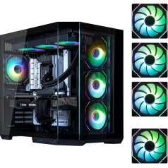 BitFenix T10 High Airflow Dual Chamber PC Gaming Case Black 4ARGB - Reverse Connection Motherboard Compatible - 4 x Infinity Mirroring ARGB Fans (3 x Reverse)-360 mm AIO/GPU 420 mm Support