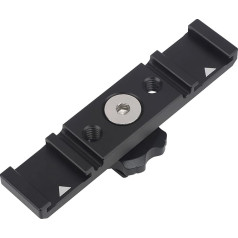 Dual Cold Shoe Mount Bracket, Dual Cold Shoe Mount Plate Adapter, Dual Hot Shoe Extension Bar for Nikon Canon Sony DSLR Camera Flash LED Video Light Microphone