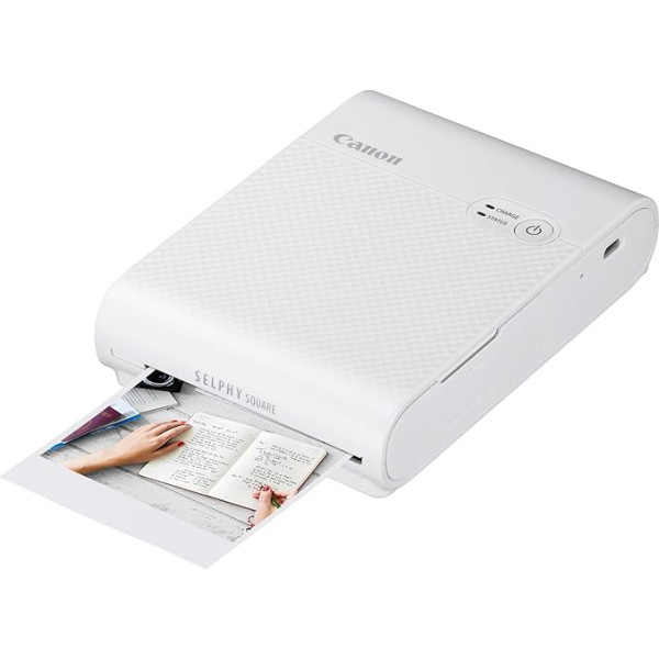 Canon Selphy Square QX10 Mini Photo Printer - Square Print (Built-in Battery, WiFi, 287 dpi x 287 dpi, USB Cable, Thermo-Sublimation Printing), White