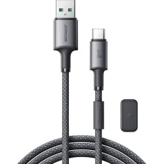 USB-A - USB-C kabelis ar magnētisko turētāju organizatoru 1,2 m - pelēks