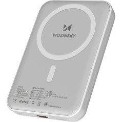 Magnētiskā powerbank 10000 mAh ar USB-C 25 cm kabeli - balta