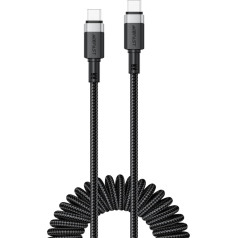 Acefast Spirālveida USB-C kabelis - USB-C 480Mb/s 3A 1,2 m - melns