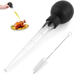 Turkey Baster, Roasting Syringe for Cooking, 1 Large Turkey Oil Dripper and 1 Cleaning Brush, Baster for Thanksgiving, Halloween, Christmas, Cooking, Roasting, Beef, Pork, Grill,