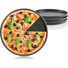 Alleshelfer Pizza Tray, Set of 4 Pizza Trays, Round Pizza Trays, 20 cm, Pizza Pan, Pizza Trays, Non-Stick Coating, Carbon Steel Pizza Baking Sheet, Pizza Tarte Flambée, Pizza Mould and Cake Mould