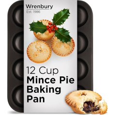 Mince Pie 12 Cup Baking Tray - Jam Pie Baking Tins - Commercial Grade Premium Non-Stick Carbon Steel