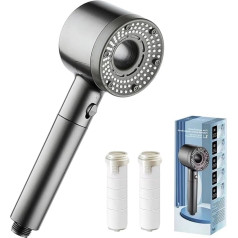 Shower Head, Water-Saving Shower Head, Hand Shower, 5 Jet Types, High Pressure Shower Head with Filter, Shower Head Water-Saving with Stop Function, Universal Adjustable Shower Head