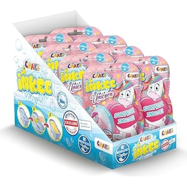 INKEE Unicorn | 8er Set Badebomben Kinder mit Überraschung, Badekugeln 8X 100g mit Einhornfiguren, Pop-Corn Duft