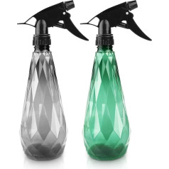 KEPLIN Wassersprühflaschen (2er-Pack), 600 ml, verstellbare Düse für Nebel und Strahl, wiederverwendbar und nachfüllbar, mit Sprühdüse, ideal für die Reinigung von Küche, Bad, Glas (Grau und Grün)