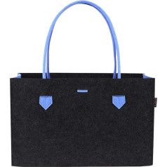 RAIKOU KULT Felt Bag Shopper; in New Design; Felt Basket, Shopping Bag, Handbag, Newspaper Basket, Sturdy Firewood Bag, Toy Bag or Picnic Basket, Beach (44 x 18 x 31 cm, Blue/Anthracite)