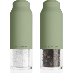 LARS NYSØM Salt and Pepper Mill Set Stainless Steel with Adjustable Grinder I Bottle Design Spice Mill Set Manual (Sage Green)