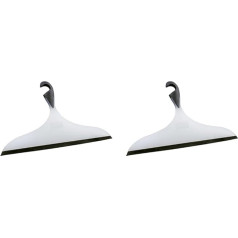WENKO Bathroom Wiper XXL Loano White/Black - Shower Squeegee, Universal Wiper for Bathroom and Shower, Plastic (TPR), 34 x 21 x 2.5 cm, Black (Pack of 2)