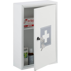 Relaxdays Medicine Cabinet Lockable 2 Compartments H x W x D 32 x 21.5 x 8 cm for Medicine Hanging Medicines White / Grey