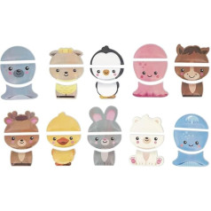 Janod - Mix and Match Animals for the Bath - Bath Toy - 30 Floating and Adhesive Foam Pieces - Educational Toy - From 2 Years, J04718