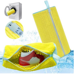 Shoe Wash Bag Washing Machine, Upgraded Wash Bag Shoes with YKK Zip, 360° Shoe Wash Bag for Washing Machine, Reusable Laundry Bag Shoes (Yellow, 2 Pieces)
