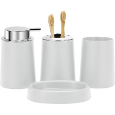 FEILANDUO Bathroom Accessories Set 4 Pieces Bathroom Accessories Gift Soap Dispenser and Toothbrush Holder Soap Dish Toothbrush Cup Modern Bathroom Decor (White)