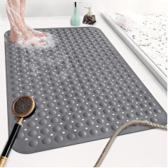 nky Non Slip Shower Mat:90x60cm Extra Large Shower Mats for Indoor Shower Enclosure - Soft TPE Long Non Slip Anti Mould Shower Mat with Strong Suction Cups for Elderly