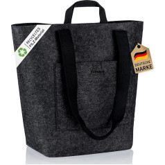 Felt Bags Shopper Large Large Felt Bag with Compartments Sustainable Shopping Bag Felt Made of Recycled PET Material Ideal as a Carry Bag, Leisure Bag or Felt Shopper Grey 40 L