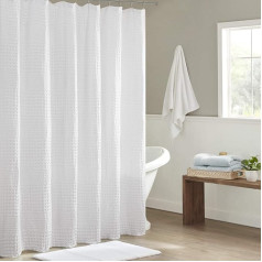 Madison Park Arlo Shower Curtain 100% Cotton Waffle Pattern 800gsm Hotel Quality Soft Trendy Bathroom Decor Machine Washable Bathtub Fabric Privacy Screen 72