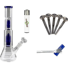 Weedness Glass Bong Percolator Set of 4 14.5 mm Cut 30 cm Blue Ice Bong Bong Accessories Bong Set
