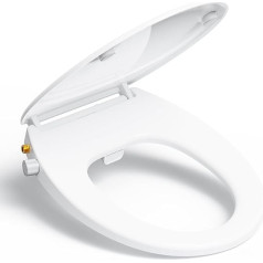 YEAUPE PRO YEAUPE PRO Toilet Lid with Bidet, Toilet Seats with Soft-Close Mechanism, Non-Electric, with Self-Cleaning Double Nozzles, Separate Back and Female Cleaning (Oval), 44.3 x 37.1 x 8.3 cm