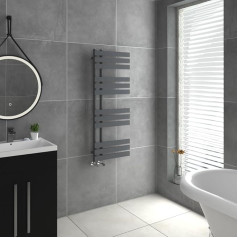 Warmehaus Designer Towel Rail D Shape Bathroom Radiator Ladder Style Radiator Central Heating Sand Grey 1200x450mm