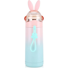 Dioche 350 ml Water Bottle, Leak-Proof Insulated Stainless Steel Vacuum Bottle Keeps Warm/Cool Water, Insulated Cup Travel Hot Water Cup Cute Children's Bowl (Pink + Green)
