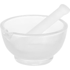 VILLCASE 1 Set Glass Mortar with Glass Grinding Disc Grinding Tools Laboratory Grinder Kitchen Bowl for Spices, Powder and Garlic