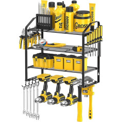 Power Tool Organiser Tool Storage Wall Mount Battery Hammer Drill, Heavyduty Electric Drill Wall Mounted Screwdriver Organisation Tool Holder Tool Rack (Black-1)