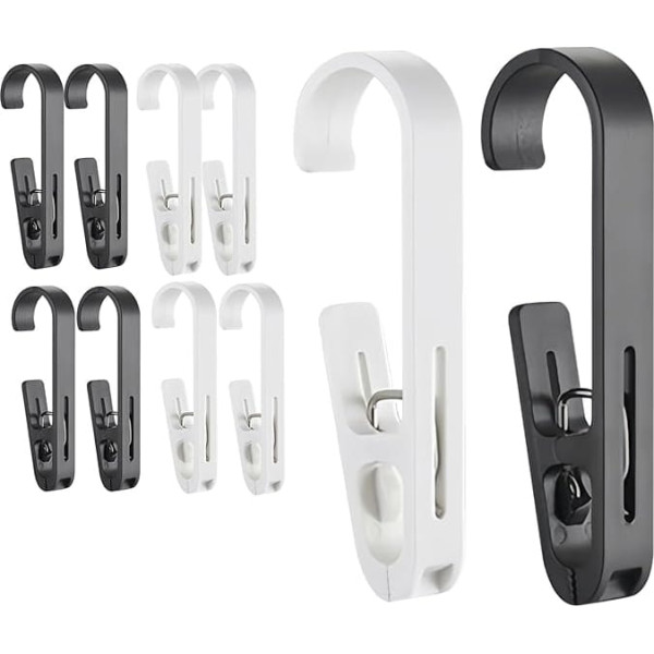 Large Clothes Pegs with Hooks Sturdy Clothes Pegs with Clips Reversible for Towel Shower Curtain Boots Sock Coat Pack of 10