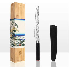 KOTAI Bread Knife | Serrated Edge Knife | 20 cm Blade | Hand Hammered and Sharpened | Ultra Sharp 440C Stainless Steel | Pakka Wood Handle, Hidden Full Silk