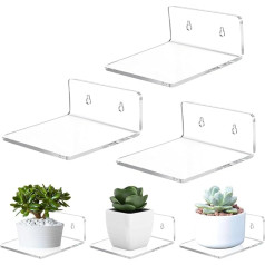 Pack of 3 Floating Shelf Wall Mount 10 x 10 cm Small Transparent Acrylic Wall Shelves with Screw, Toy Organiser Display Rack Bookcase for Living Room Bedroom Bathroom